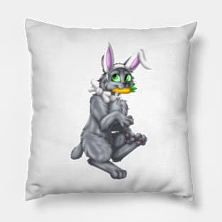 Bobtail BunnyCat: Blue (White) Pillow