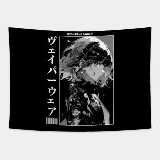 Black and White Japanese Anime and Manga Streetwear Kawaii Waifu Girl Tapestry