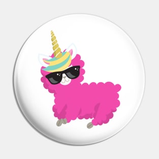 Unicorn Llama, Cute Llama, Llama With Sunglasses Pin