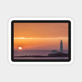 Sunrise at st marys lighthouse whitley bay Magnet