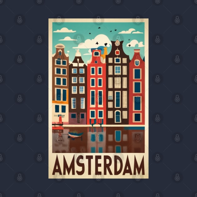 A Vintage Travel Art of Amsterdam - Netherlands by goodoldvintage