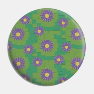 Purple Flowers on Green Pin