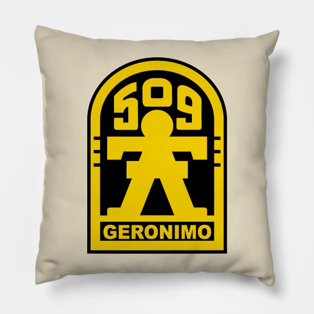 Mod.6 Geronimo 509th Airborne Parachute Infantry Pillow by parashop