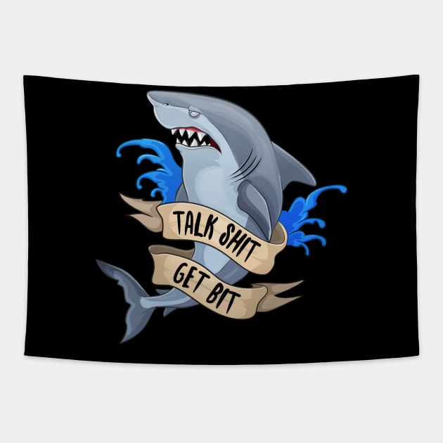 Talk Shirt Get Bit Sassy Shark Tapestry by Eugenex