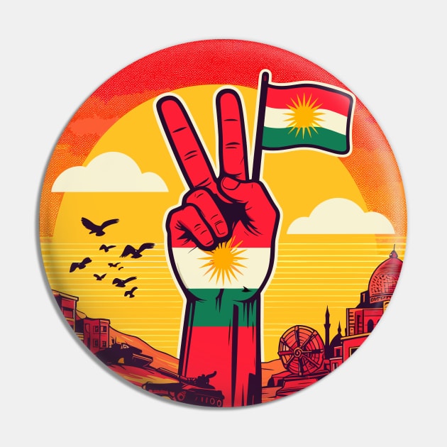 Biji kurdistan Peace and freedom Pin by TomFrontierArt