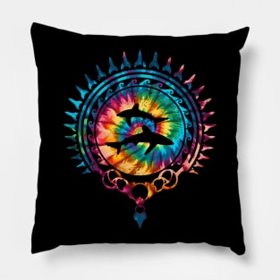 Oceanic Whitetip Shark Rainbow Tie Dye Pillow