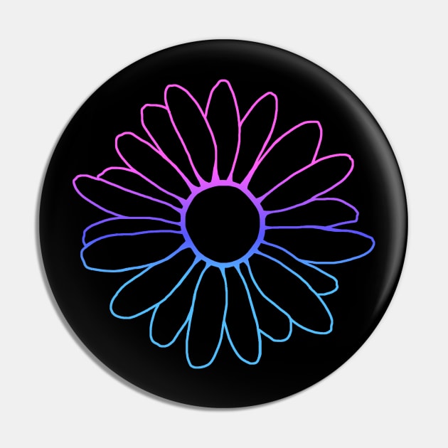 Blue Purple Flower Outline Pin by Art by Deborah Camp