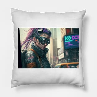 Cyberpunk Augmented Women Pillow