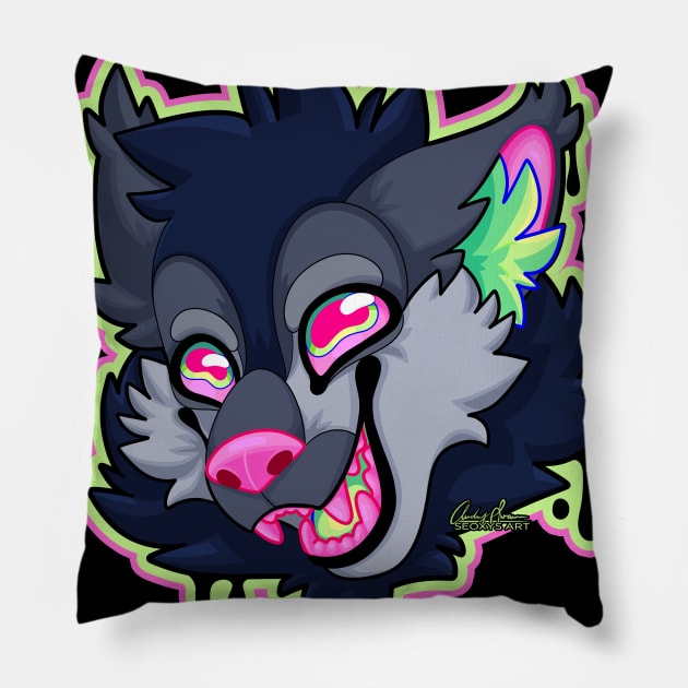 Toxic Wolf Pillow by seosaur