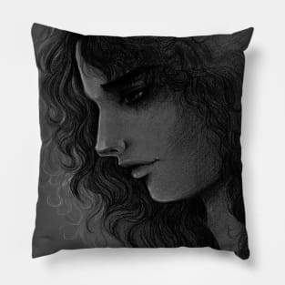 Portrait of a curly hair man Pillow