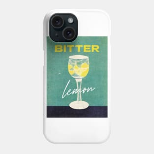 Bitter Lemon Retro Poster on Barshelf Bar Prints, Vintage Drinks, Recipe, Wall Art Phone Case