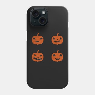 Dark Orange Faux Glitter Halloween Pumpkin Face Pack Phone Case