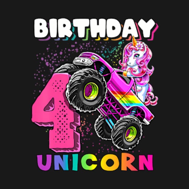 4Th Birthday Unicorn Monster Truck Birthday Party Girls by Zoe Hill Autism