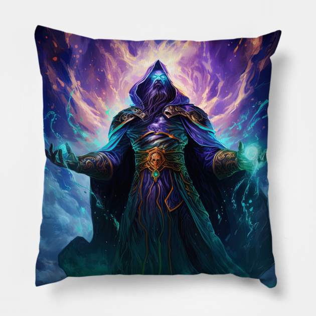 space wizard with shining eyes Pillow by Maverick Media