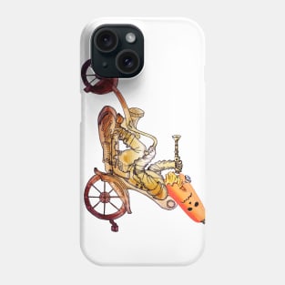 Halloween long pumpkin hat cat riding motorcycle Phone Case