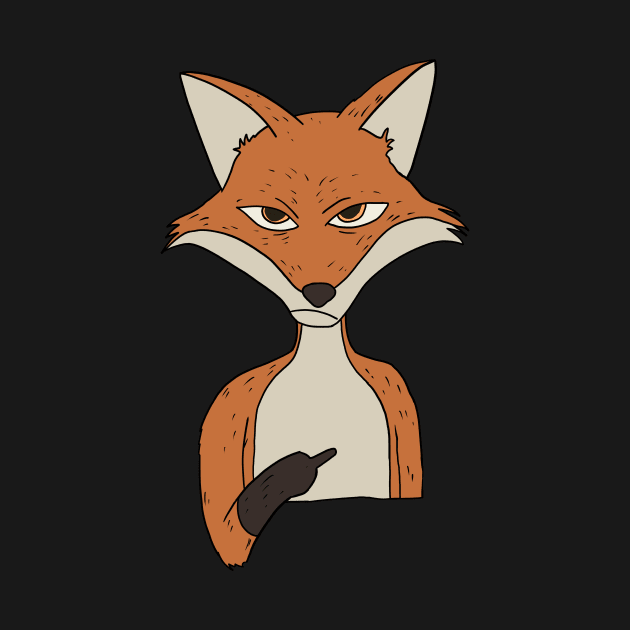 Grumpy Fox Holding Middle Finger by Mesyo