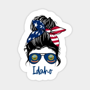 Idaho girl Messy bun , American Girl , Idaho Flag Magnet