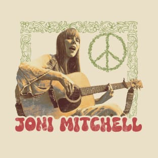 Joni Mitchell Vintage Flower Power Fanart Style Design T-Shirt