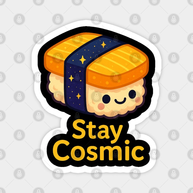 Stay Cosmic – Cute Space Sushi Art | Funny Kawaii Cosmic Food Tee Magnet by Anne Lee
