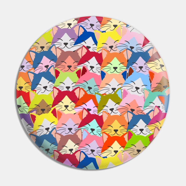 A lot of Colorful Cats | Kitten Pet Repeated Pattern Gift for Cat Owner Pin by CONCEPTDVS