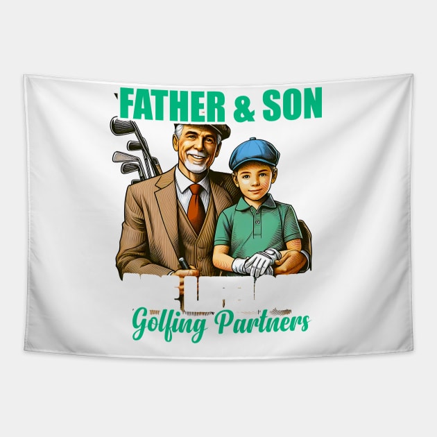 Golf Golfing Father Son Matching Dad Tapestry by click2print