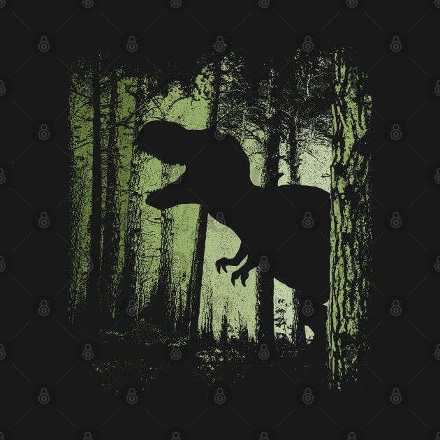 T-Rex Shadow in Twilight Forest Tyrannosaurus Silhouette by SkizzenMonster