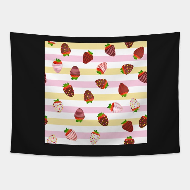 Sailor Chibi Moon Themed Strawberries Tapestry by ziafrazier