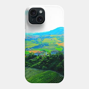 View in Castignano at Mount Ascension, fields and meadows, houses and trees Phone Case