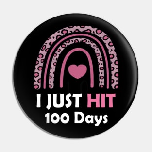 Cute pink 100th Day Leopard Rainbow 100 Days Of School Girls Pin