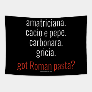 Roman Pastas (white letters) Tapestry