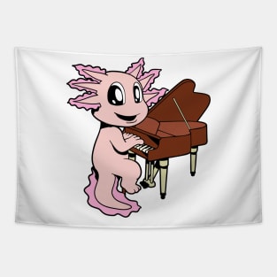 Cartoon axolotl plays piano Tapestry