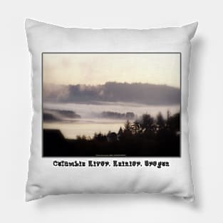 foggy sunrise, Columbia River, Rainier Oregon 2 Pillow