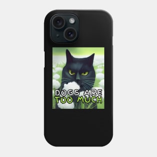 Angry black cat smelling the flowers. Phone Case