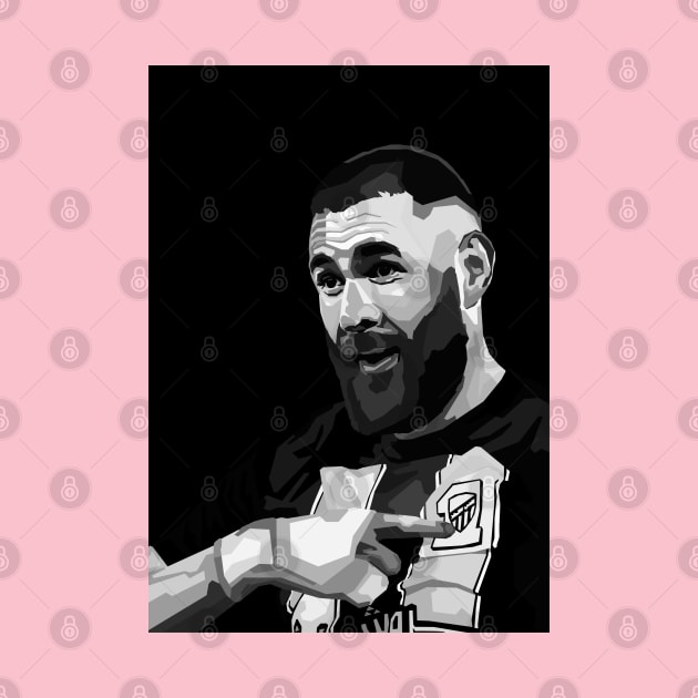 Benzema Legendary Football Black And White Art by Ken Asahvey