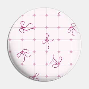 Coquette pink bows on a square patterned background Pin