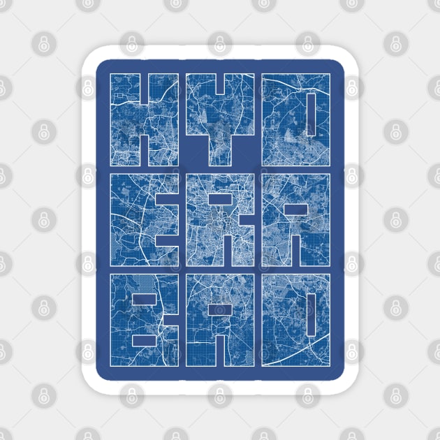Hyderabad, India City Map Typography Blueprint Hyderabad TeePublic