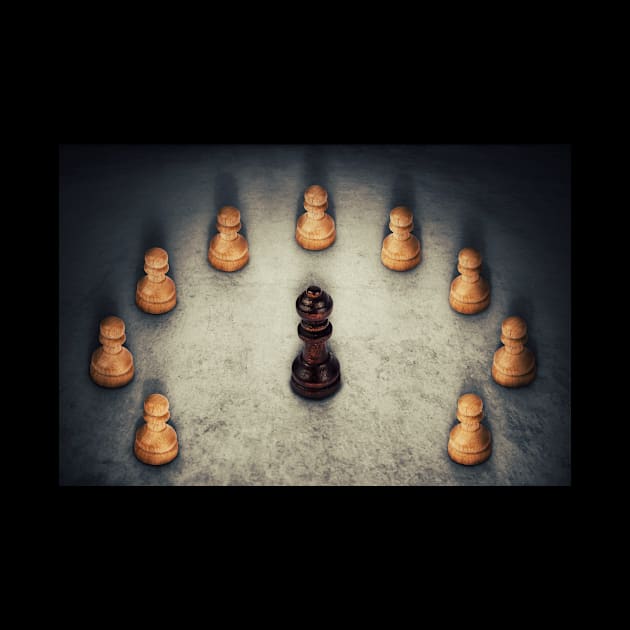 chess queen surrounded by psychoshadow