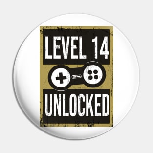 'Level 14 Unlocked' Funny Video Gamer Gift Pin