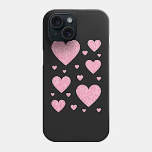 Light Pink Faux Glitter Hearts Phone Case