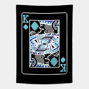 King of Diamonds Pixel Art Bright Negative Mode Tapestry