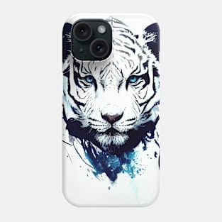 Tiger White Wild Nature Free Spirit Art Brush Painting Phone Case