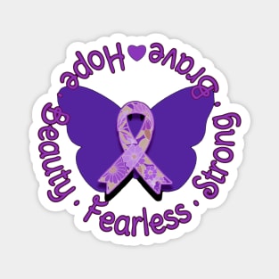 Purple Awareness Ribbon Floral Design Magnet