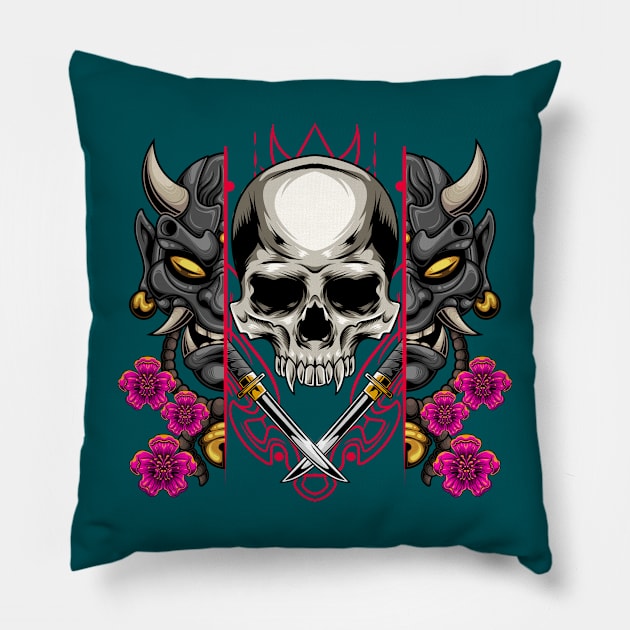 Ninja Mask 3.5 Pillow by Harrisaputra