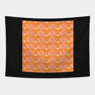 Orange and Pink Retro Blooms Tapestry