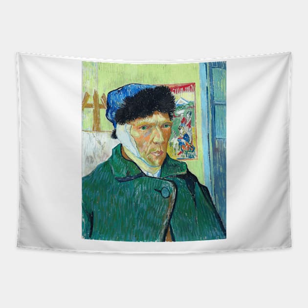 Self Portrait with Bandaged Ear by Vincent Van Gogh Tapestry by Naves