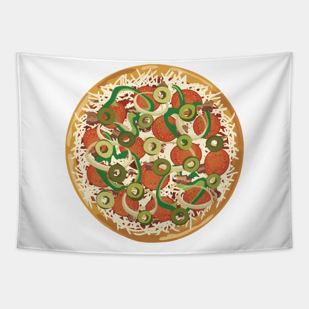 Cartoon Pizza Tapestry by SWON Design