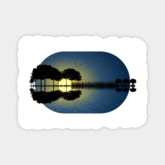 guitar island moonlight Magnet by psychoshadow