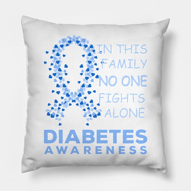 in this family no one fights alone // diabetes awareness Pillow by crayonKids