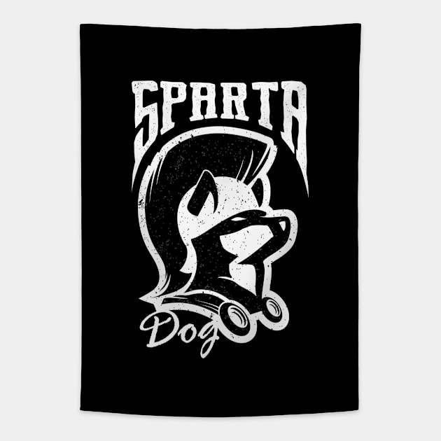 Sparta Dog Drawing Illustration Tapestry by michony