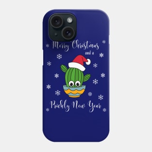 Merry Christmas And A Prickly New Year - Cactus With A Santa Hat In A Bowl Phone Case
